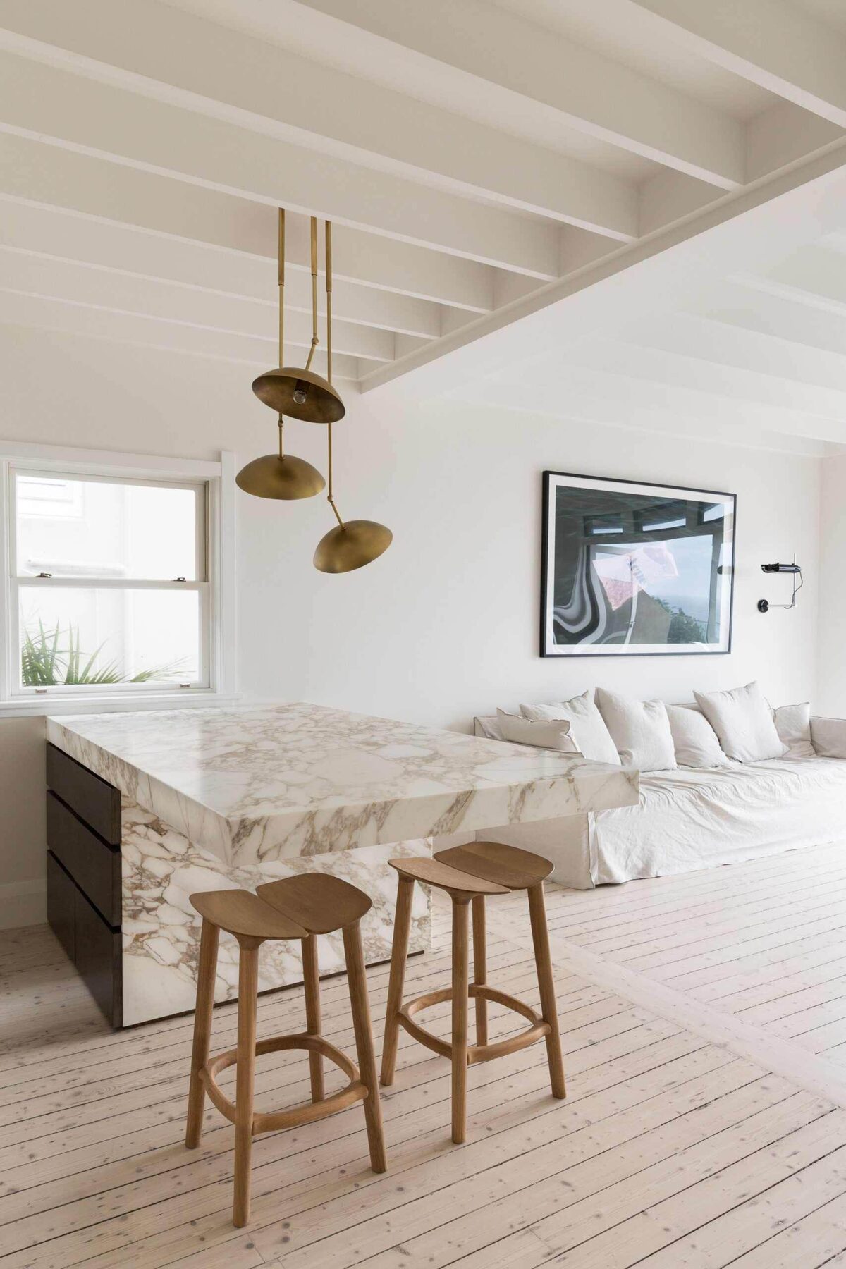 Blonde timber kitchen with marble and brass detailing — view 6